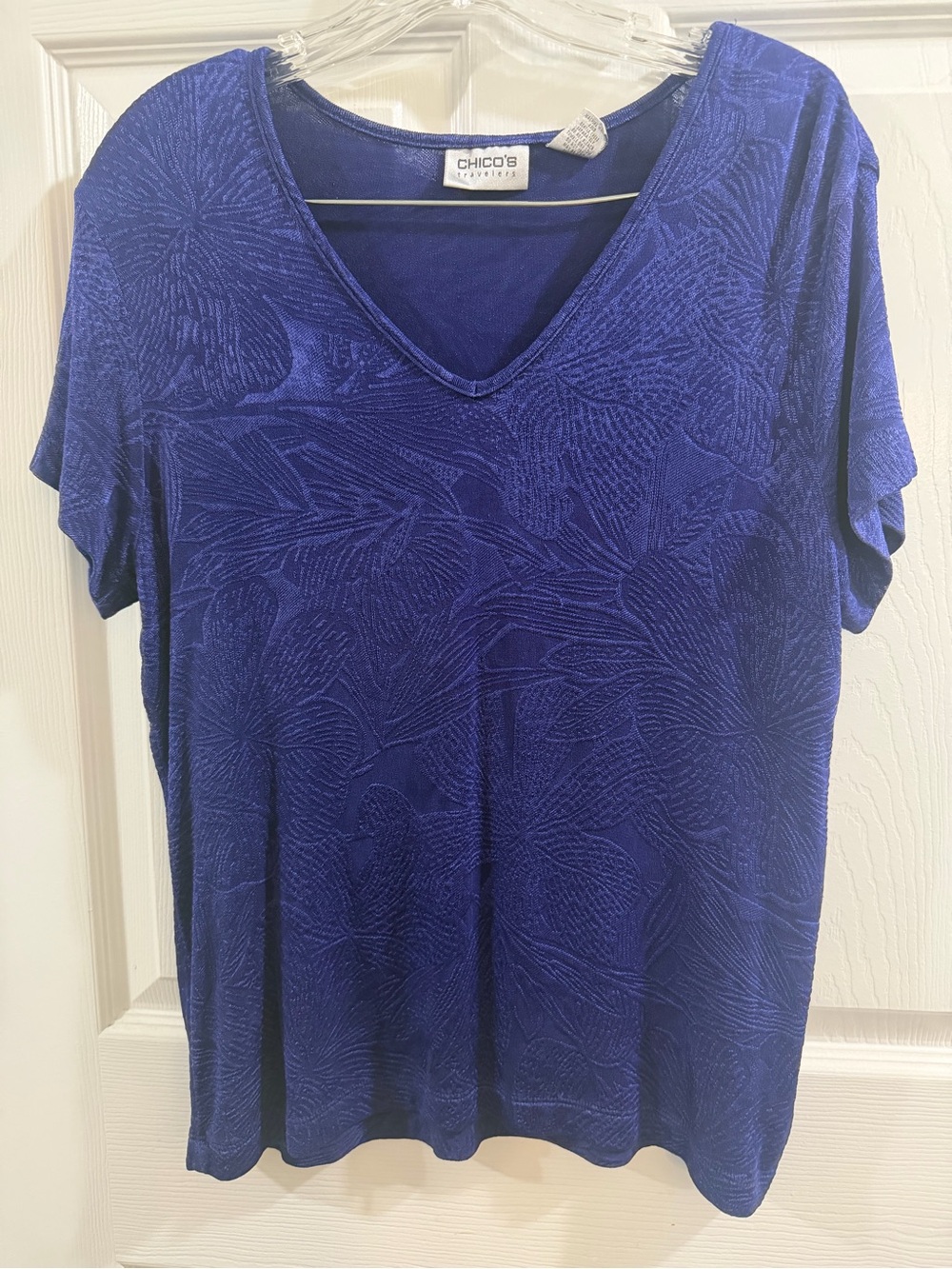 Chico's Royal Blue V-Neck Short Sleeve Top